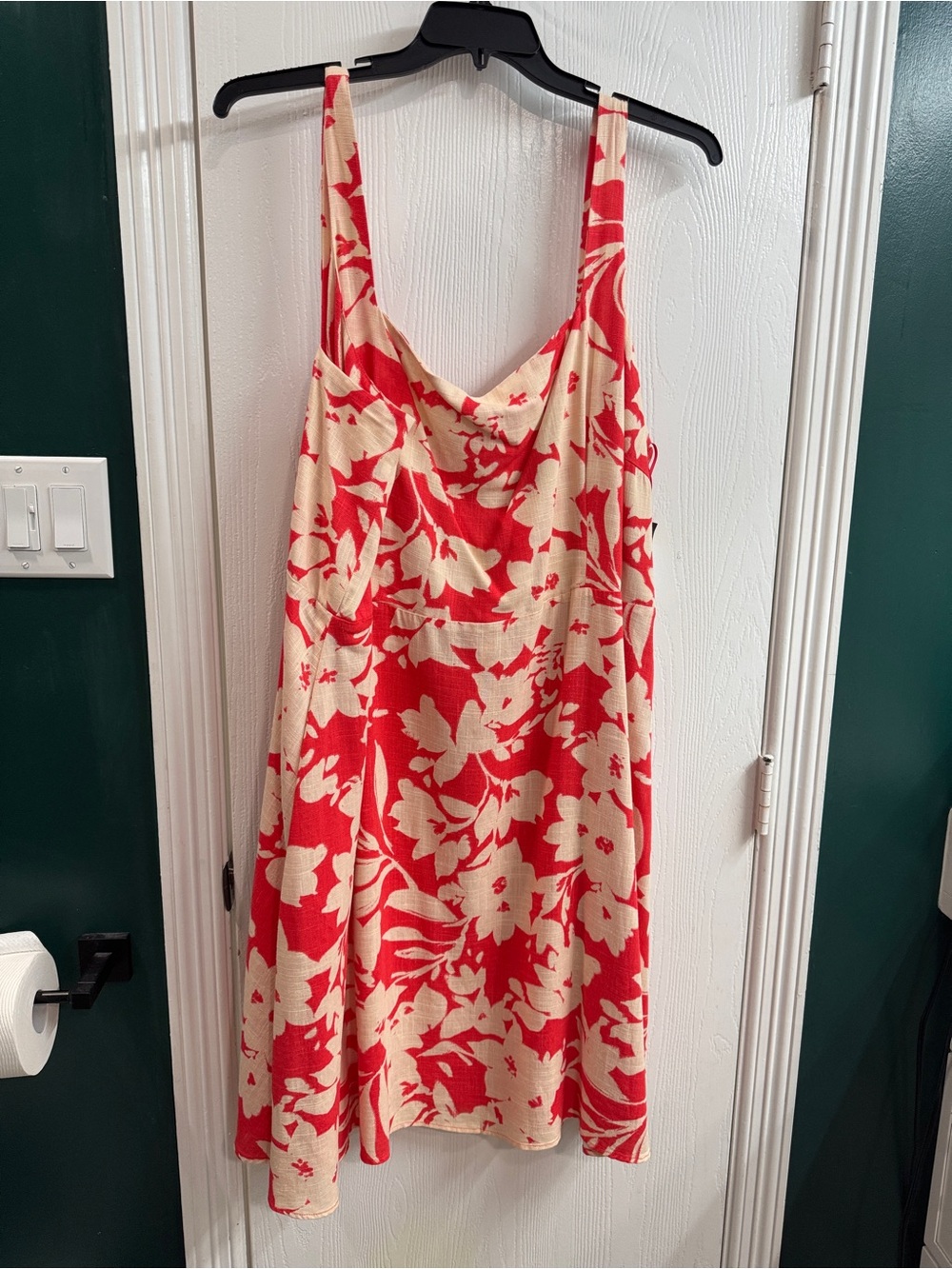 Floral Slip Dress - Red & Cream